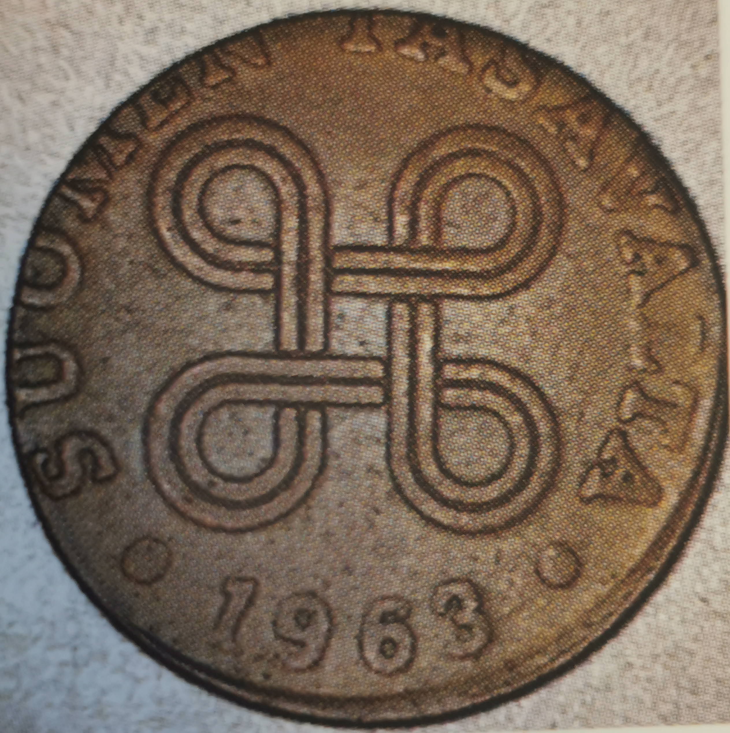 5 pennia 1963 - variantti 1.3 - Tunnuspuoli