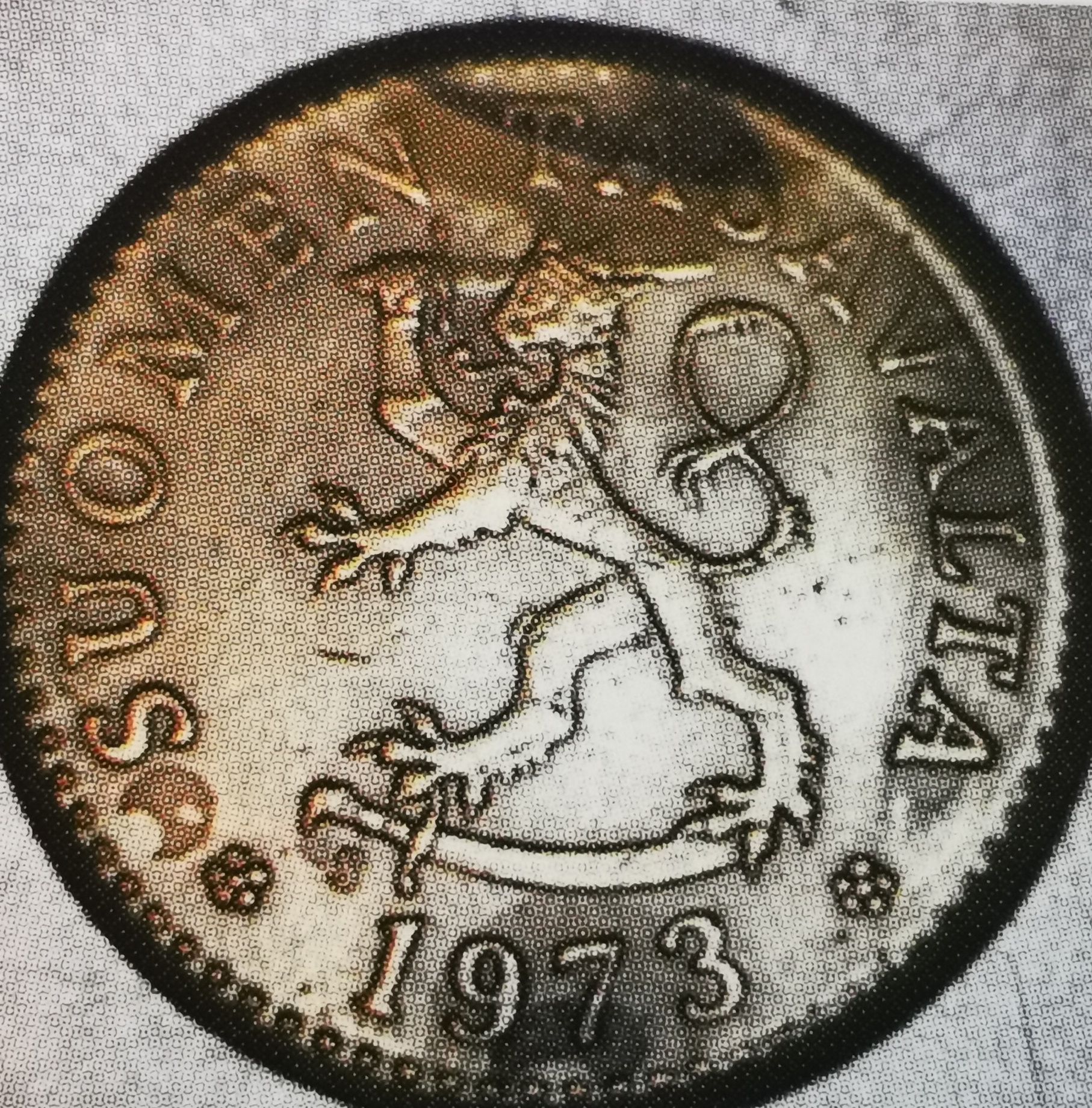 10 penniä 1973 variantti 1.2 tunnuspuoli