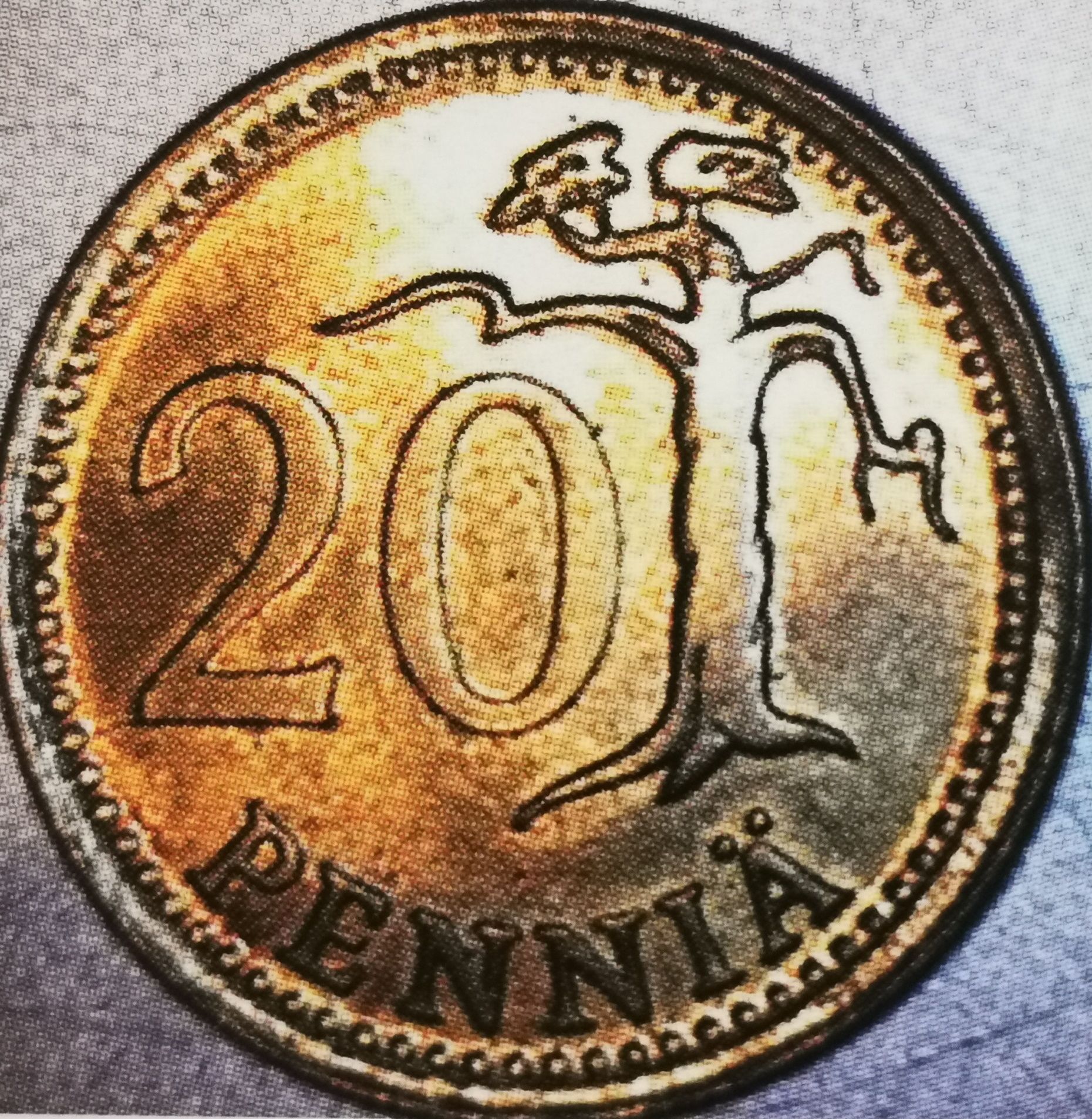 20 penniä 1963 variantti 1.2 arvopuoli