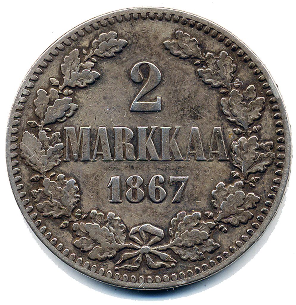 2 markkaa 1867 harvinainen kolikko