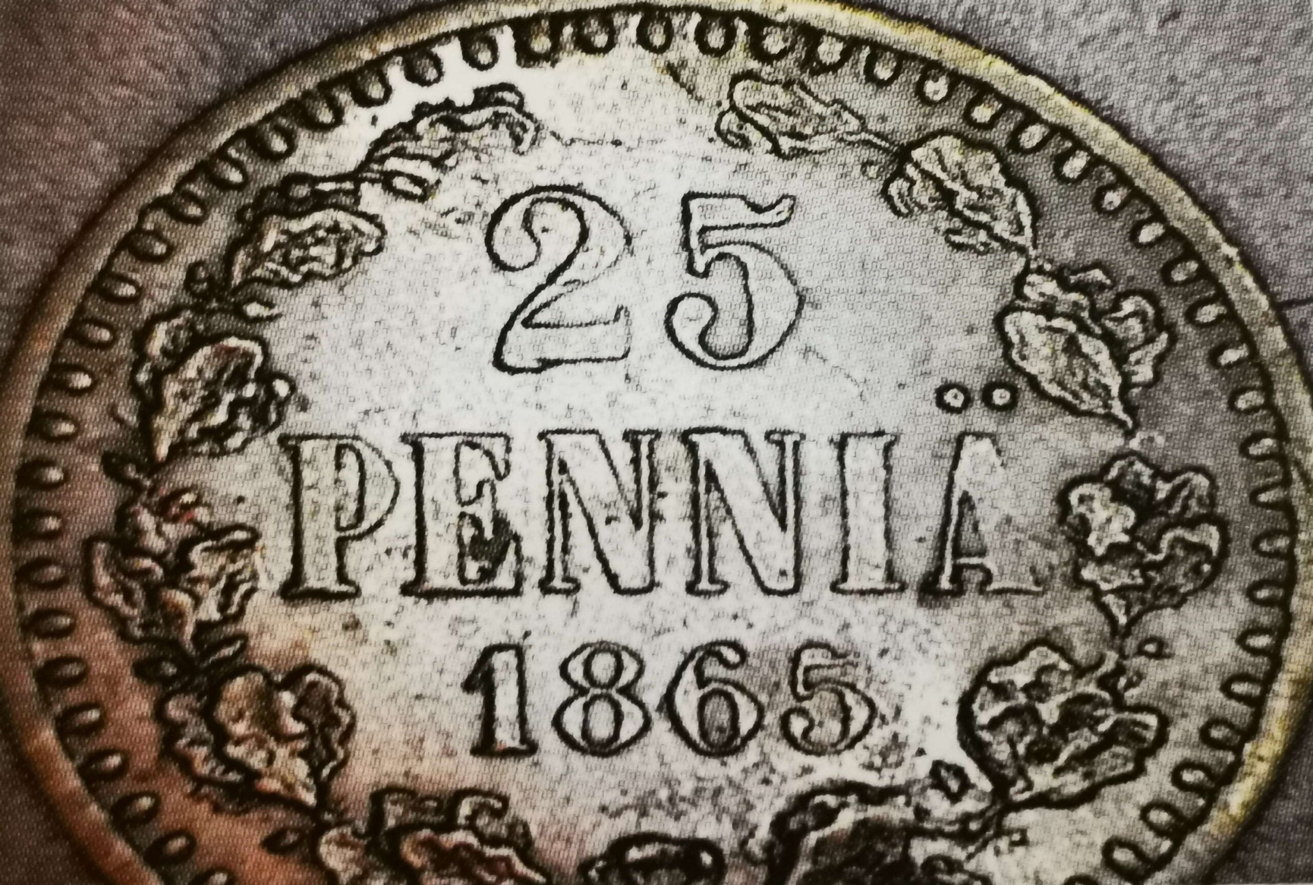 25 penniä 1865 variantti 1.7 arvopuoli