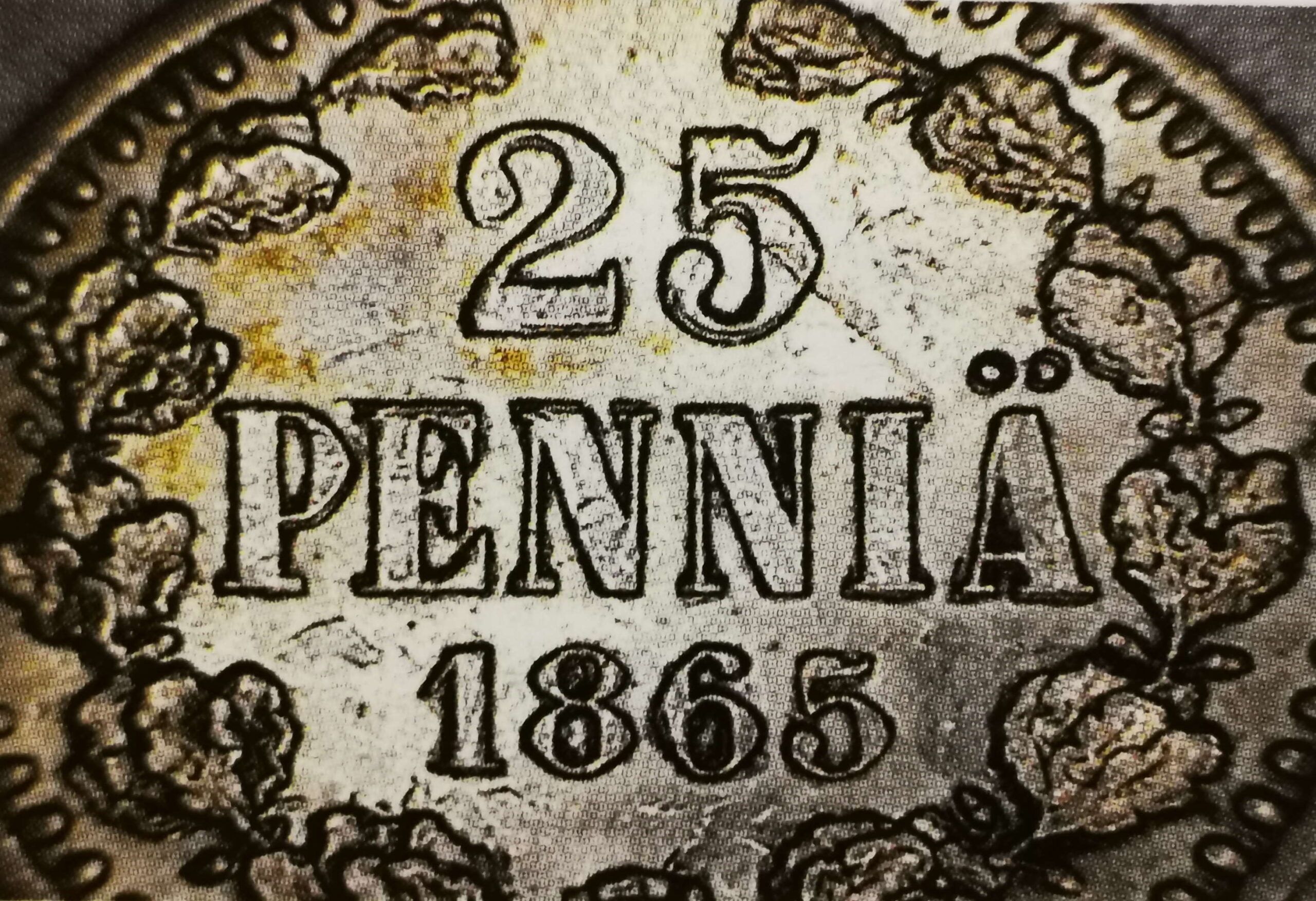 25 penniä 1865 variantti 2.1 arvopuoli