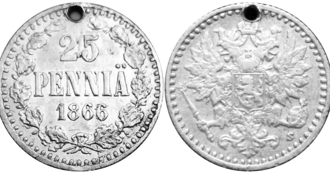 25 penniä 1866 uusi variantti löydetty