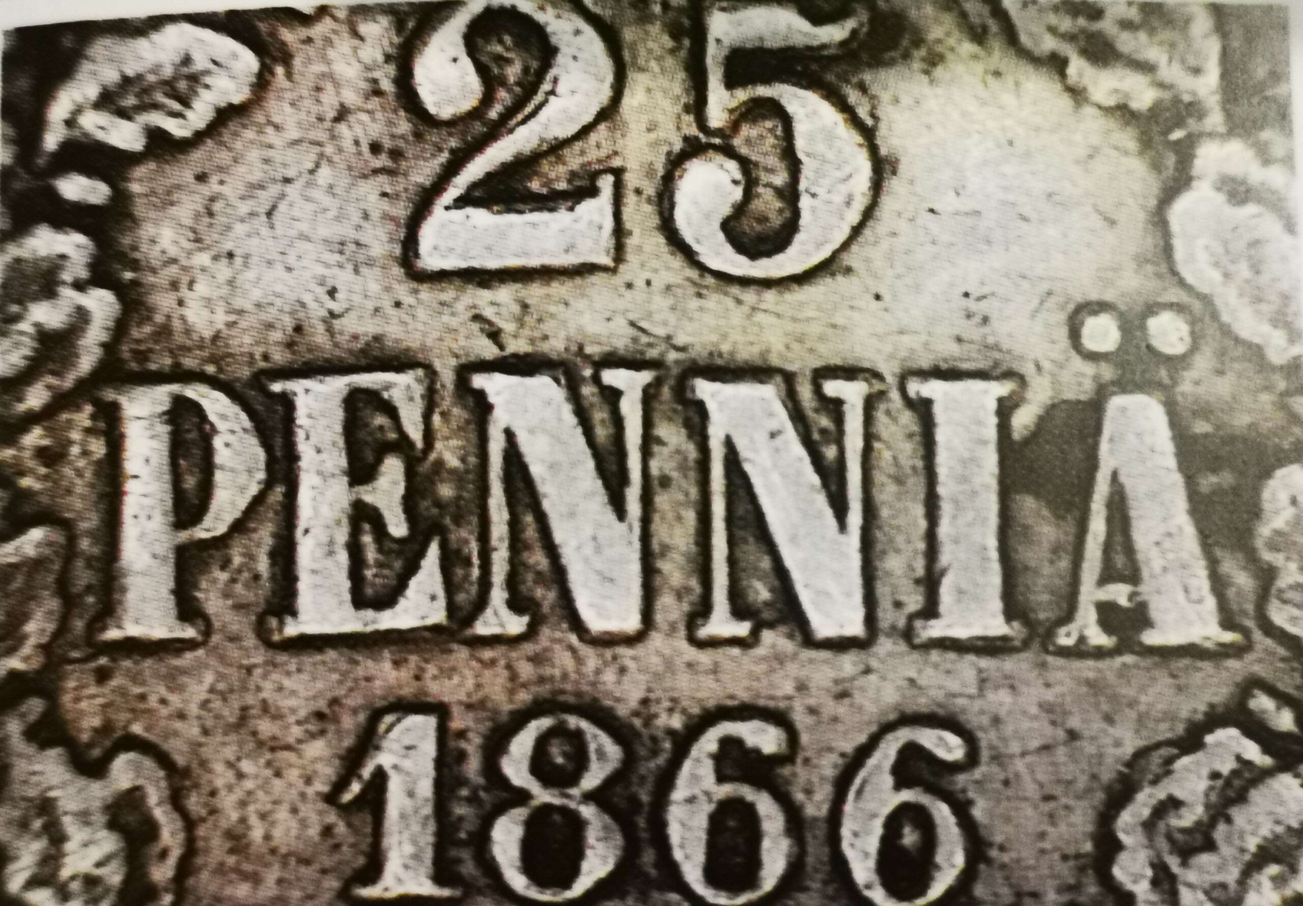 25 penniä 1866 variantti 1.5 arvopuoli