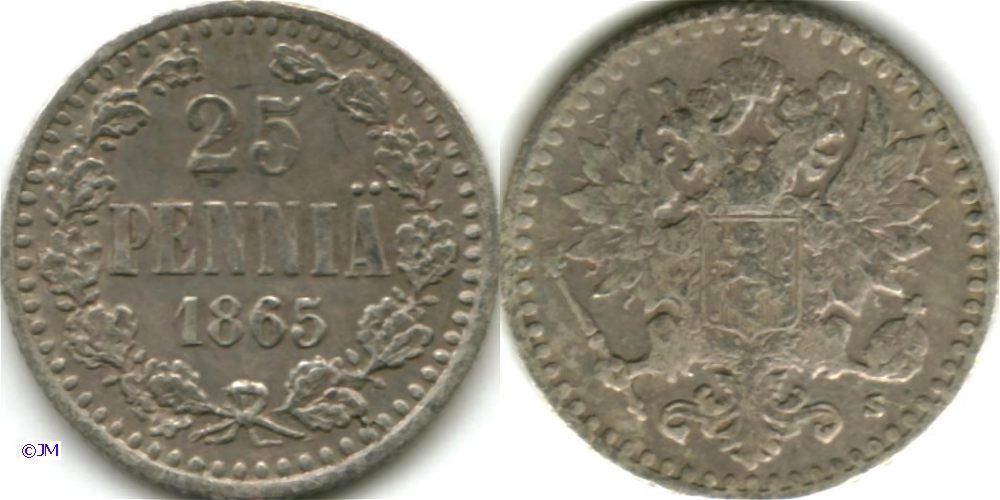 25 penniä 1865II - SNY265.2.X