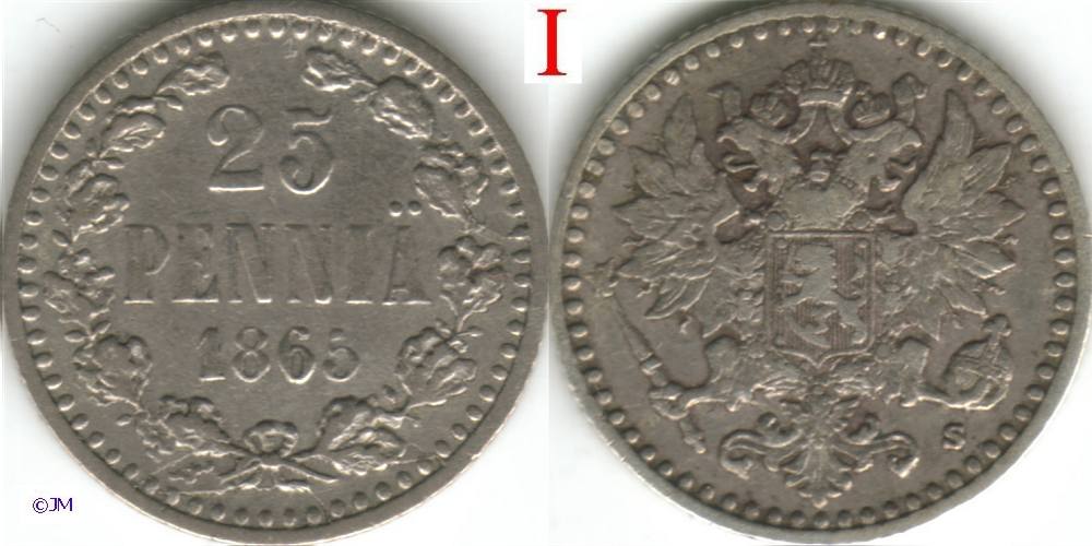 25 penniä 1865I - SNY265.1.X