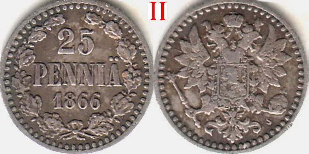25 penniä 1866II - SNY 266.2.1