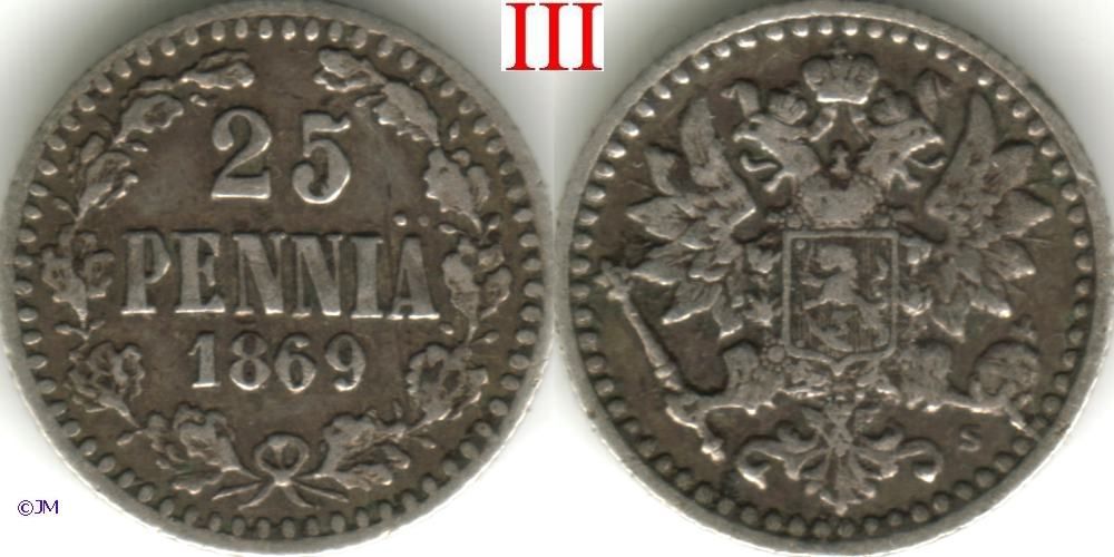 25 penniä 1869 SNY 296.2.2