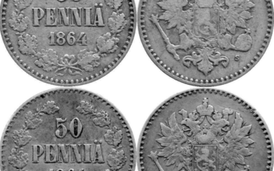 50 penniä 1864 uusi variantti löydetty