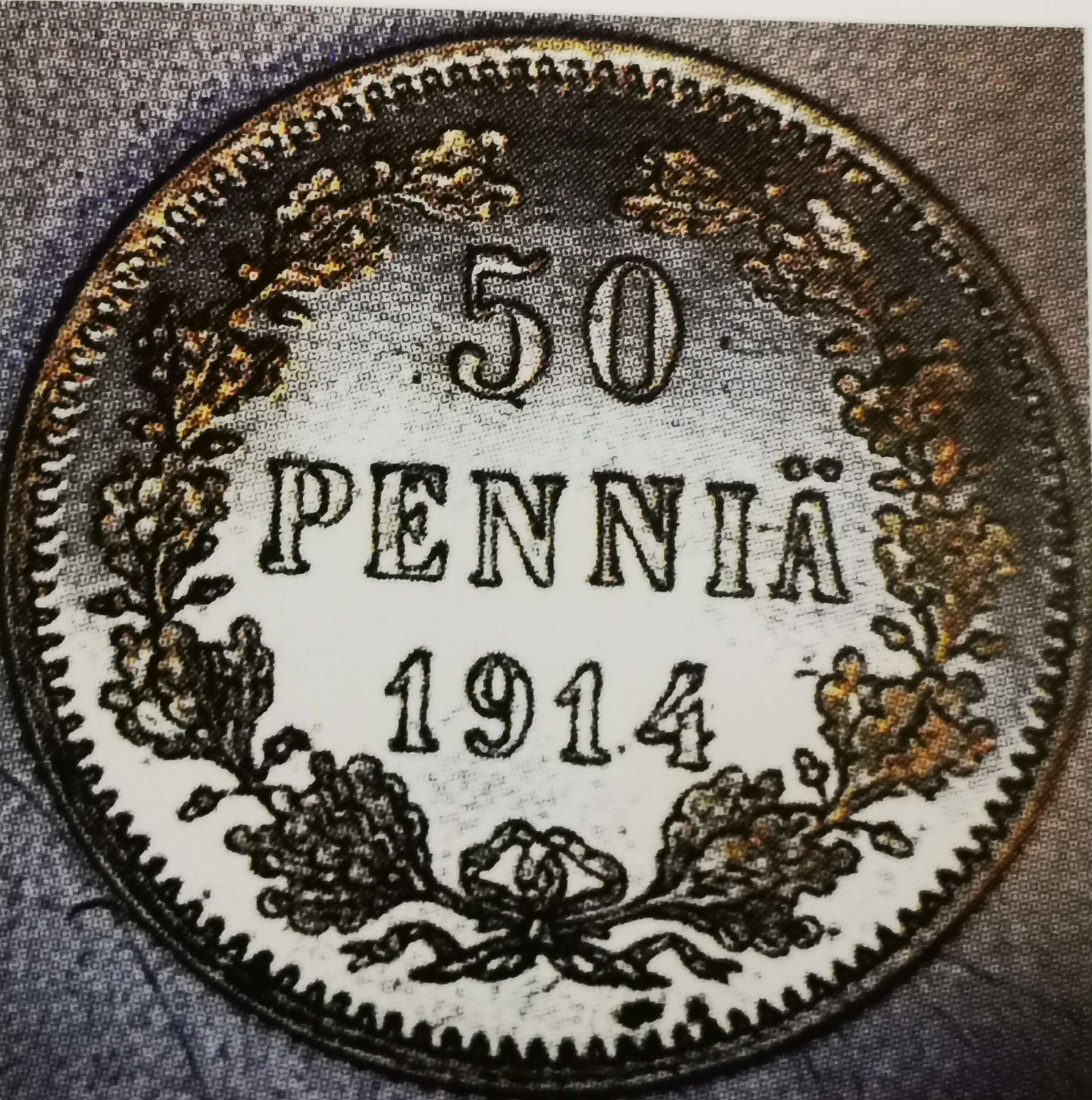 50 penniä 1914 variantti 1.1 arvopuoli