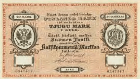 20 markkaa 1883 arvopuoli